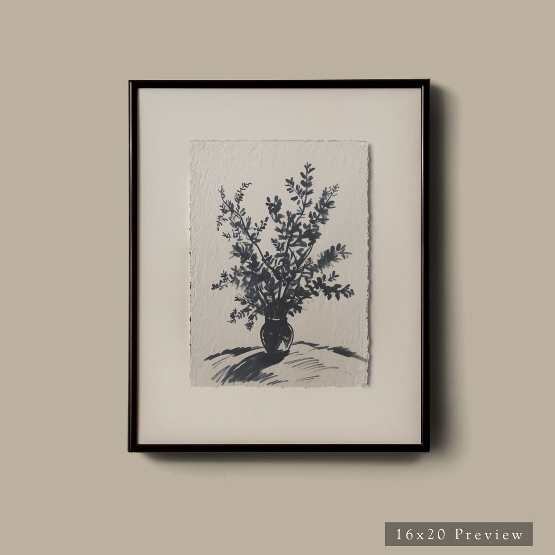 Contemporary Vase With Branches Sketch Art Print - Image 5