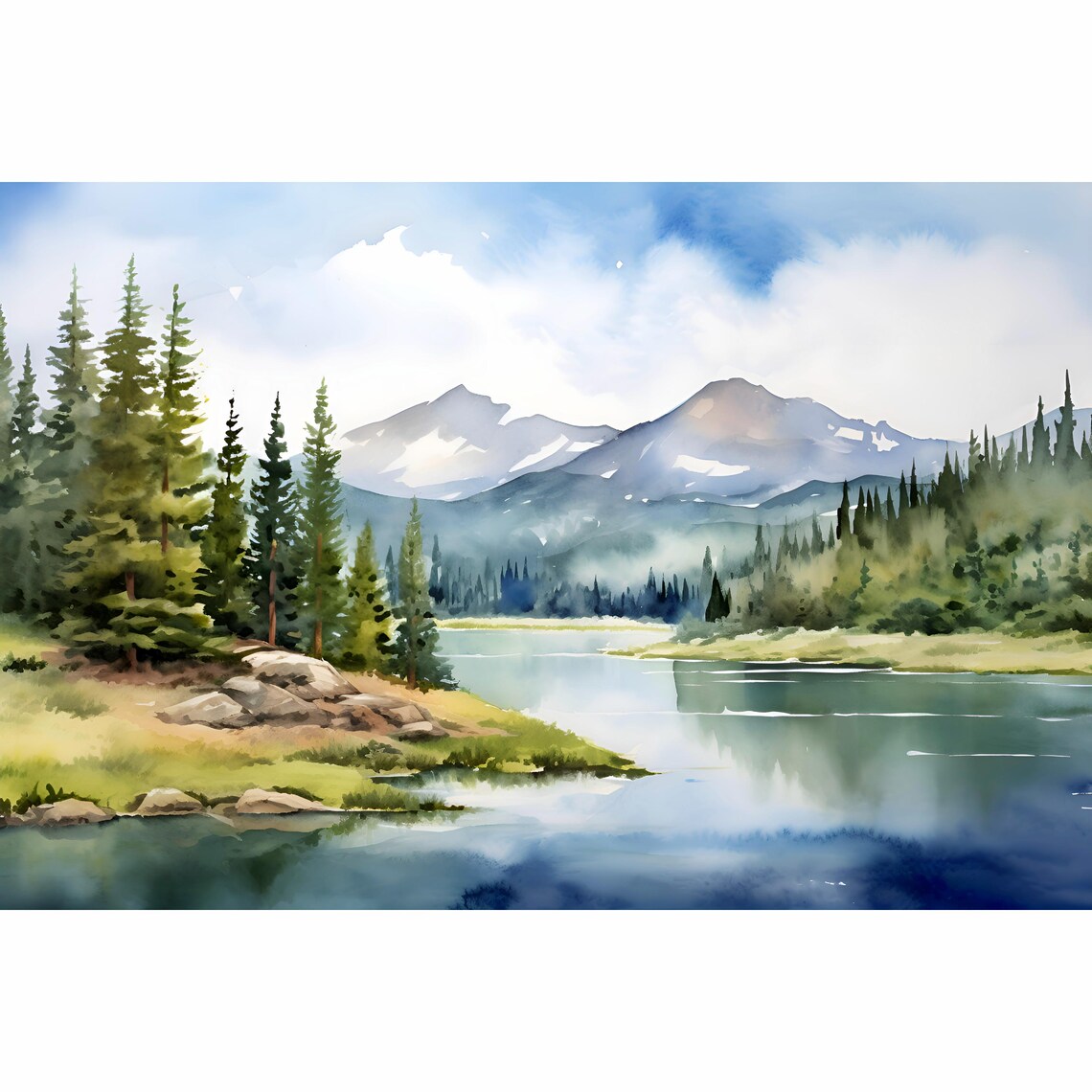 Wasatch Mountain Watercolor Landscape Art Print