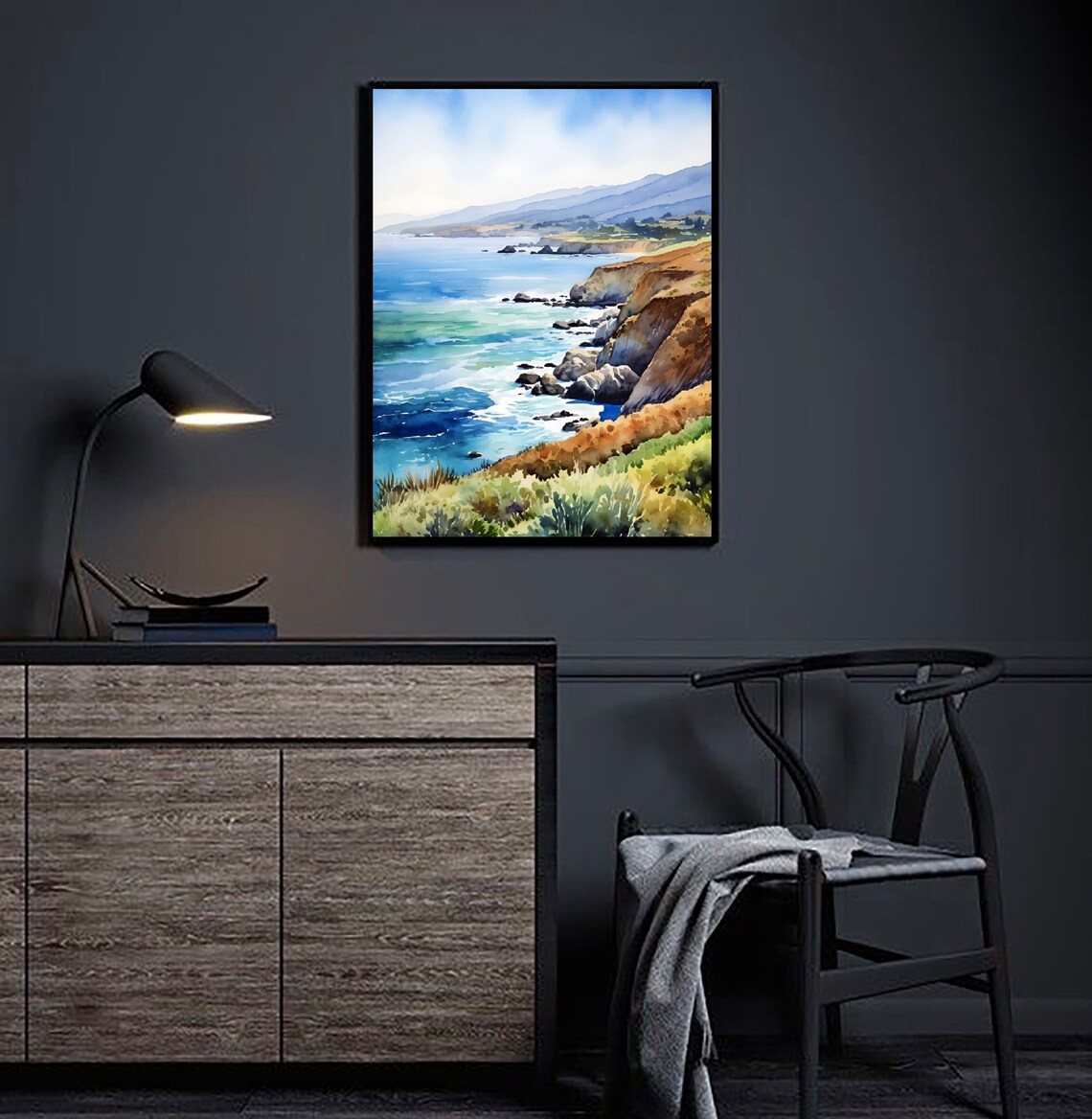California Coast Watercolor Art Print, Big Sur - Image 3