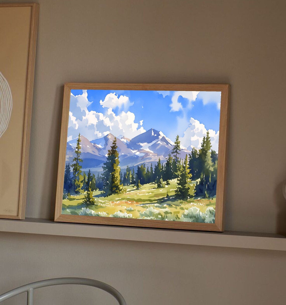 Ouachita Mountains Oklahoma Snow Peaks Pine Meadow Watercolor Poster - Image 2