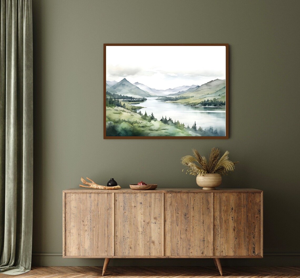 Columbia River Watercolor Art Print, Washington Landscape - Image 3