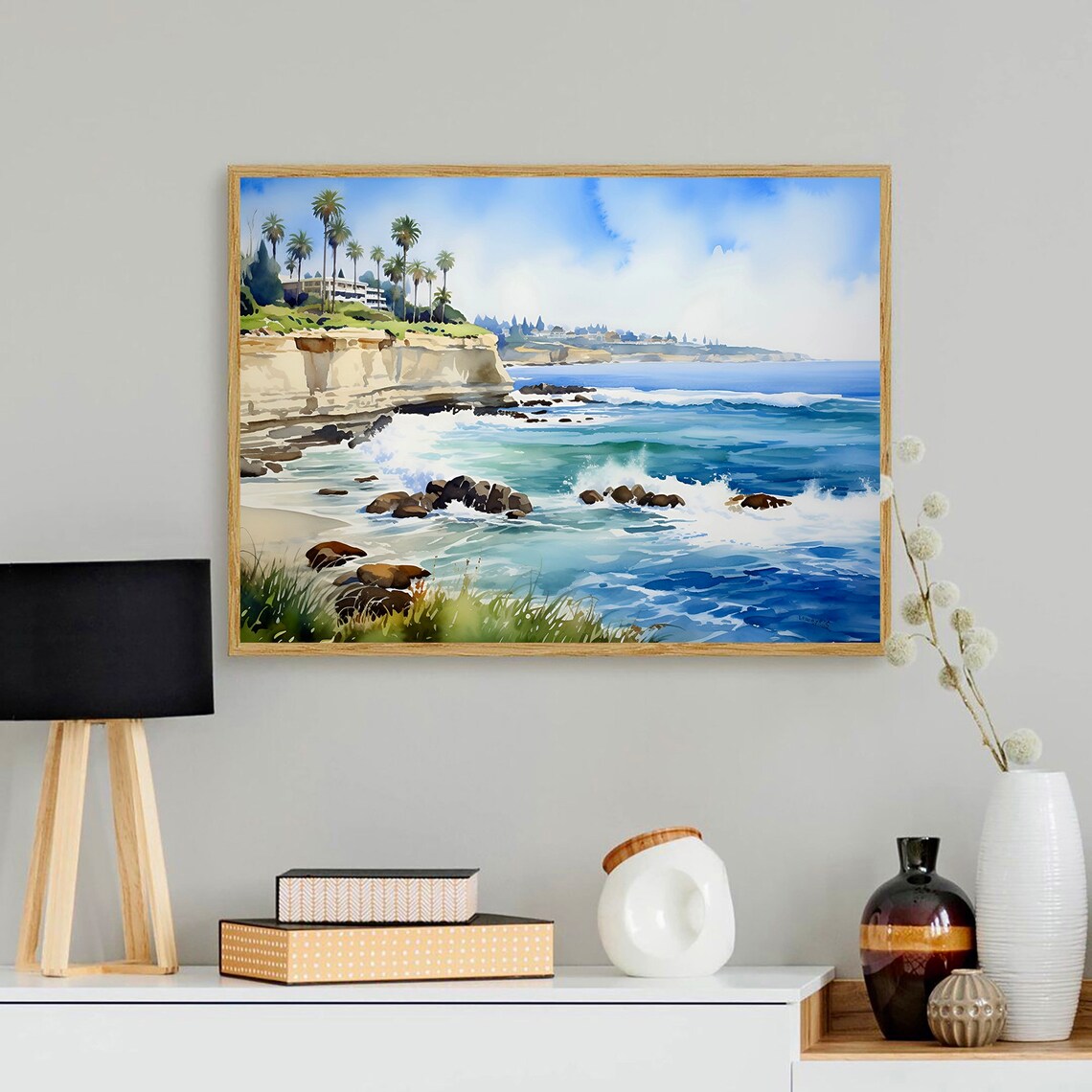 California Coast Watercolor Print, San Diego Travel Poster - Image 3