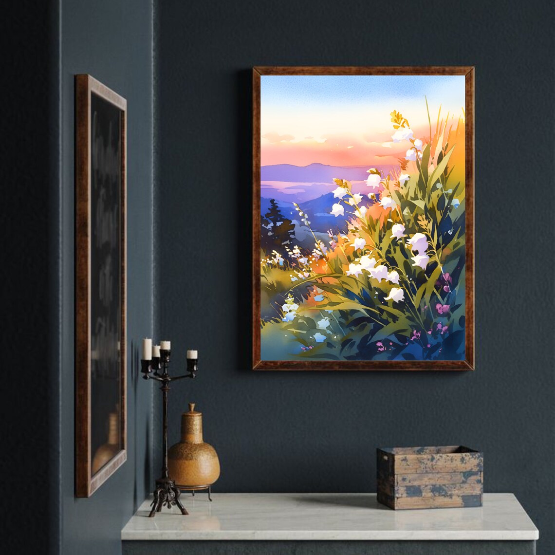 Utah Lilies Sunset Mountain Wildflower Watercolor Floral Art Poster - Image 3