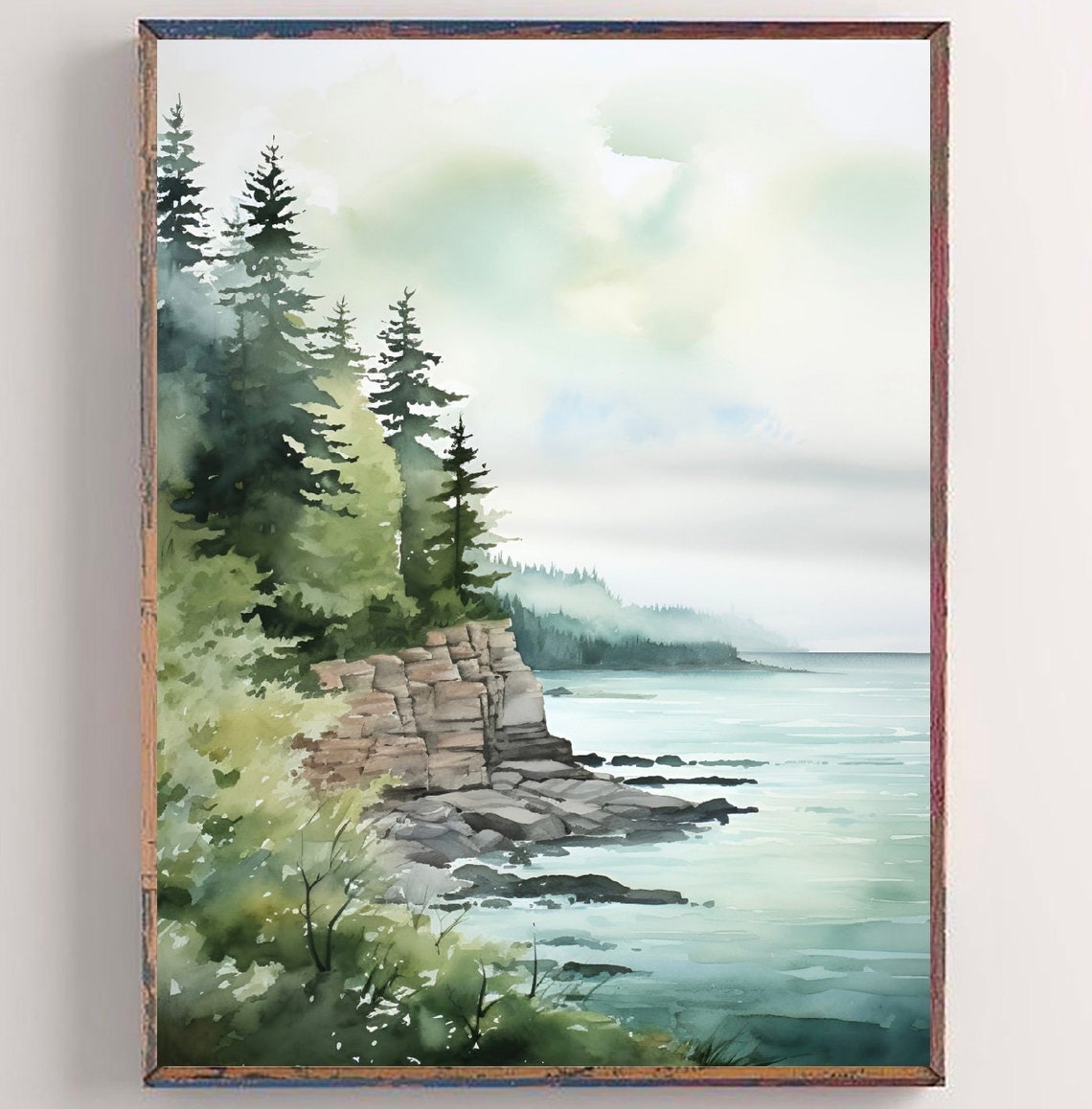 Superior Lake Watercolor Painting Wisconsin Landscape Wall Art Shoreline Poster Great Lakes Art Print Nature Travel Art