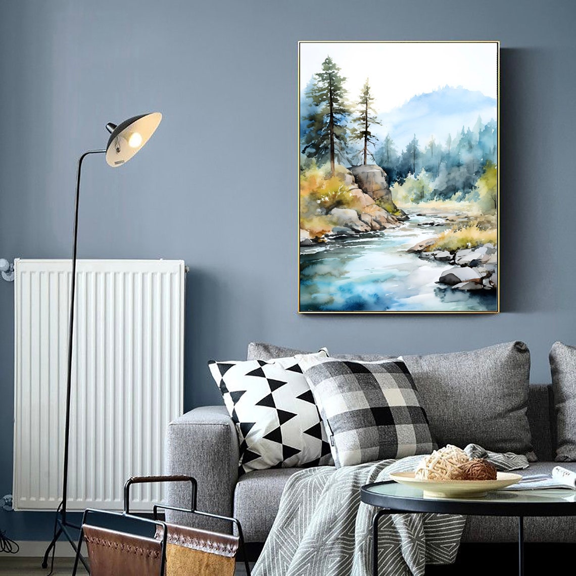 Black Hills Pine Forest River Watercolor Landscape Art Poster - Image 4