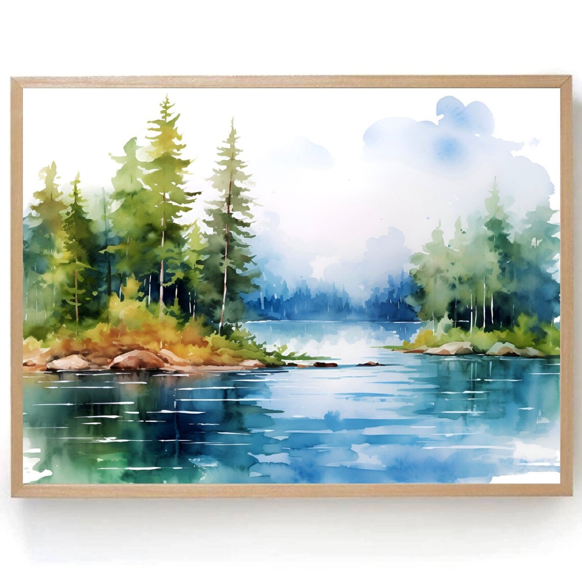 Lake Michigan Watercolor Art Print, Great Lakes Landscape