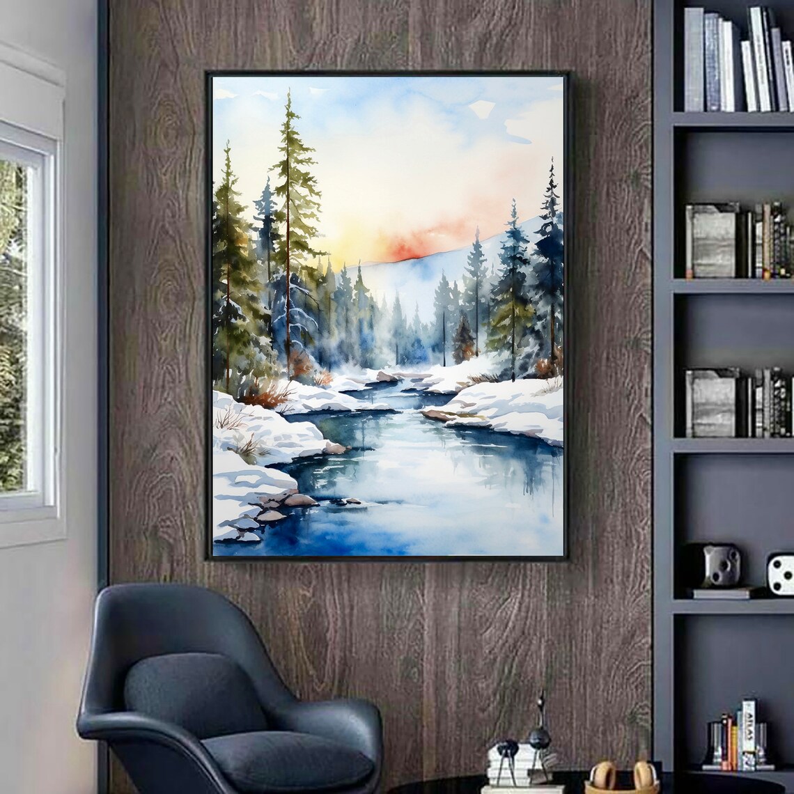 Norway Watercolor Print, Mountain River Landscape - Image 4