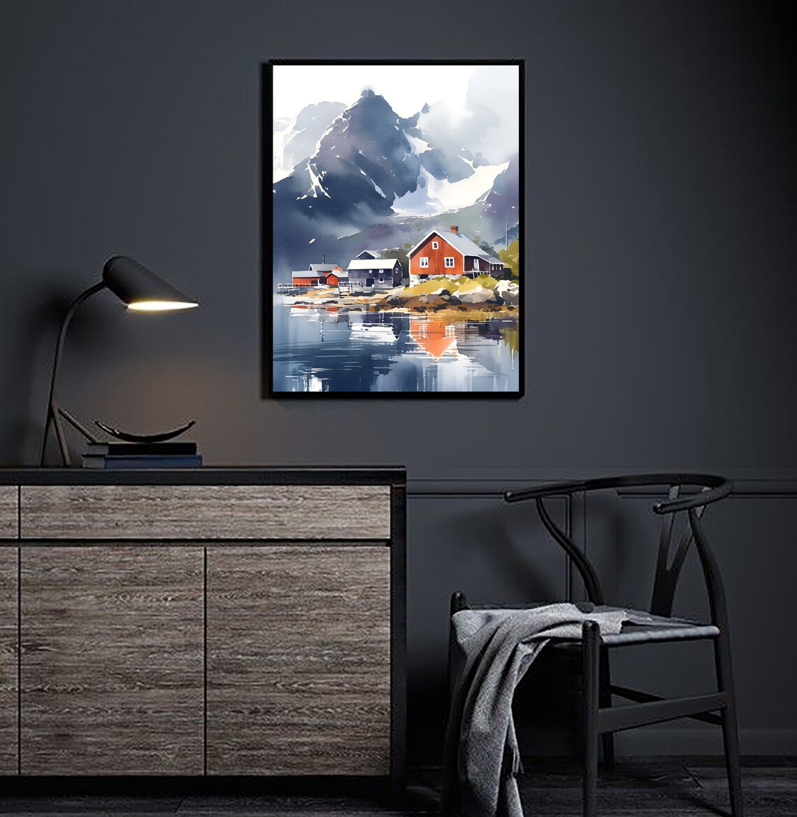 Bergen Watercolor Travel Poster, Scandinavian Norway - Image 3