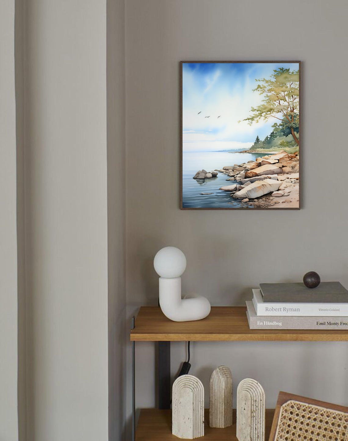 St Lawrence River New York Rocky Shore Watercolor Landscape Poster - Image 3