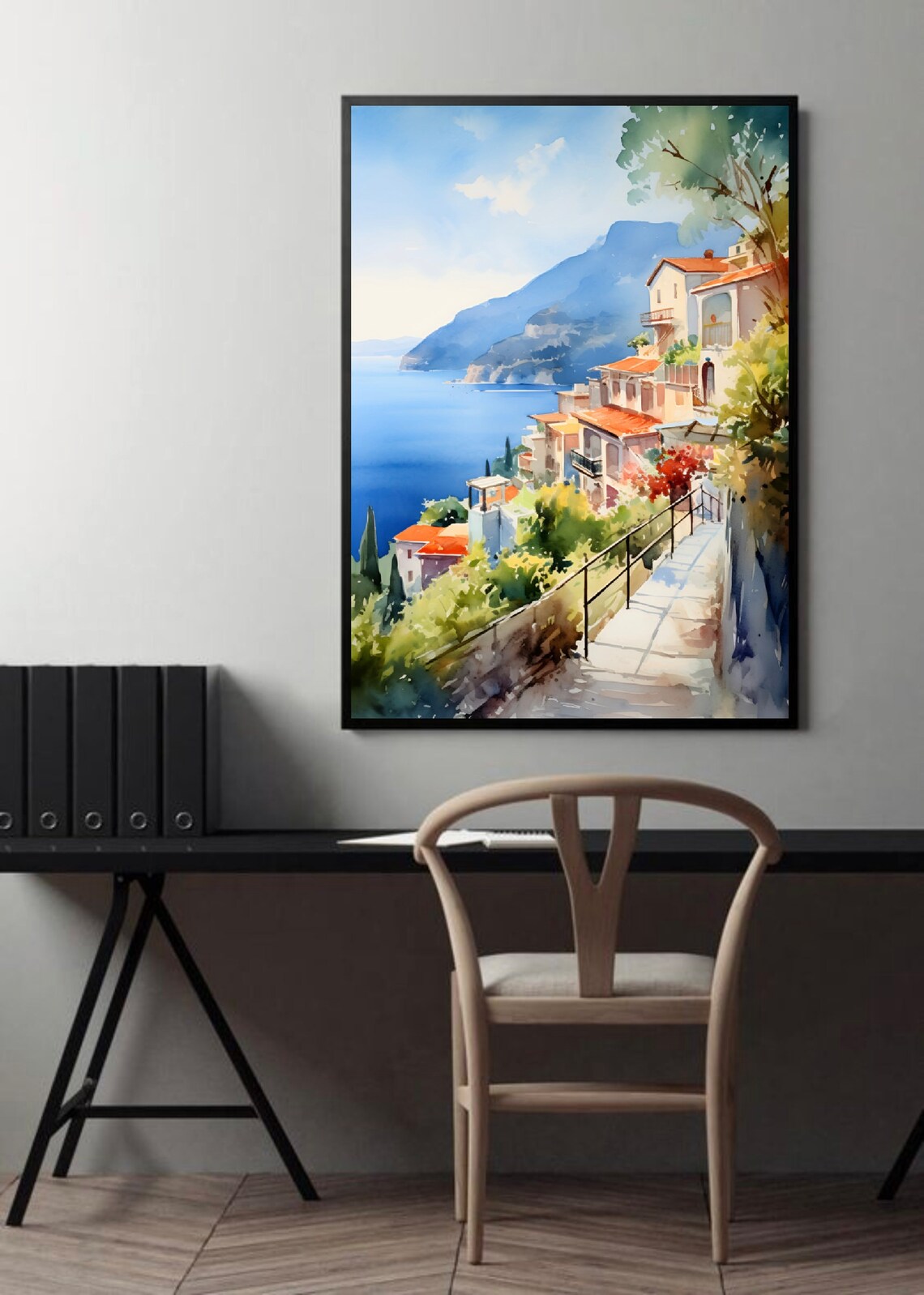 Sorrento Italy Watercolor Coastal Travel Poster - Image 2