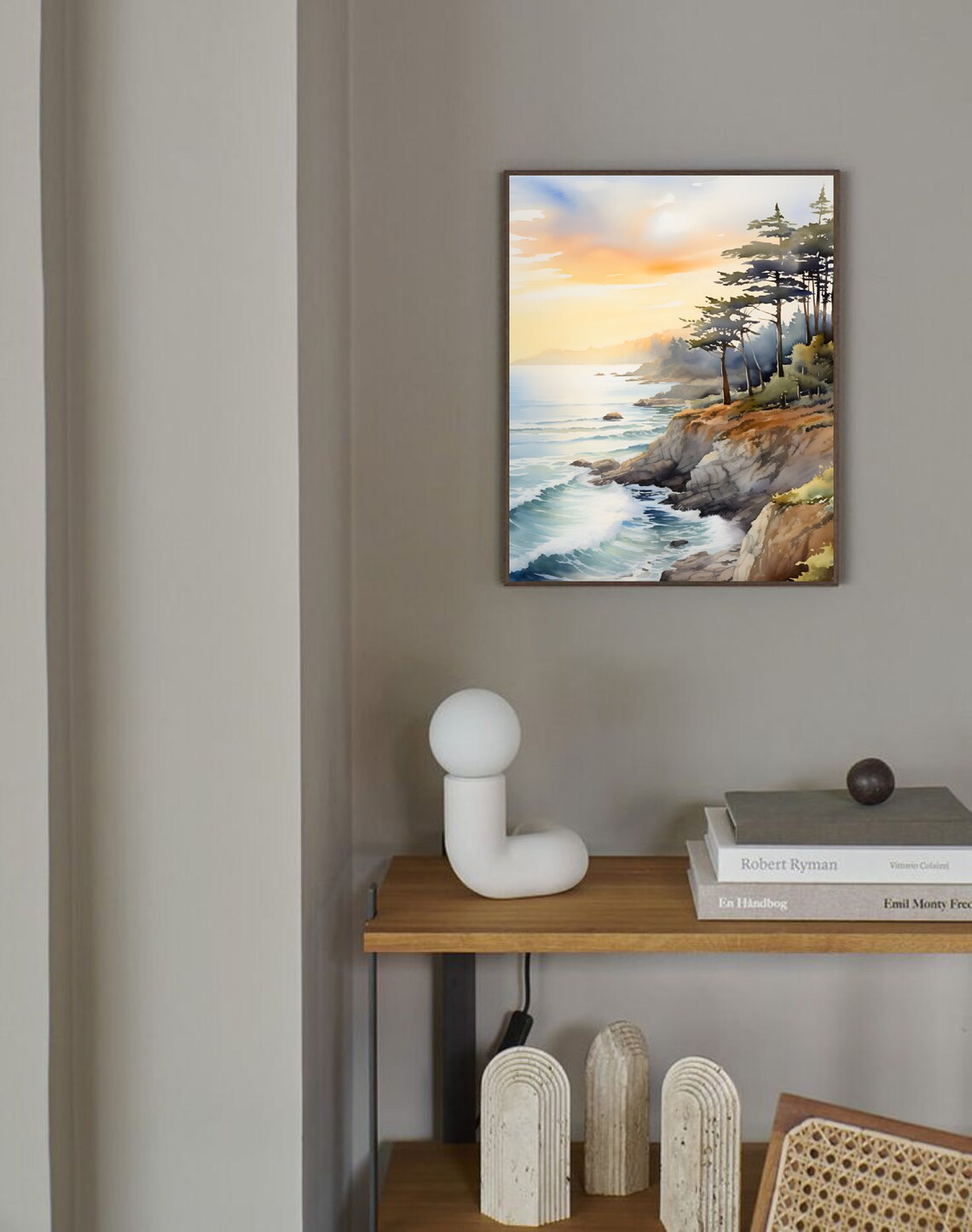 Lone Cypress Monterey Beach California Coast Wall Art Ocean Watercolor Painting Pebble Beach Poster California Travel Print Monterey Bay Art - Image 3