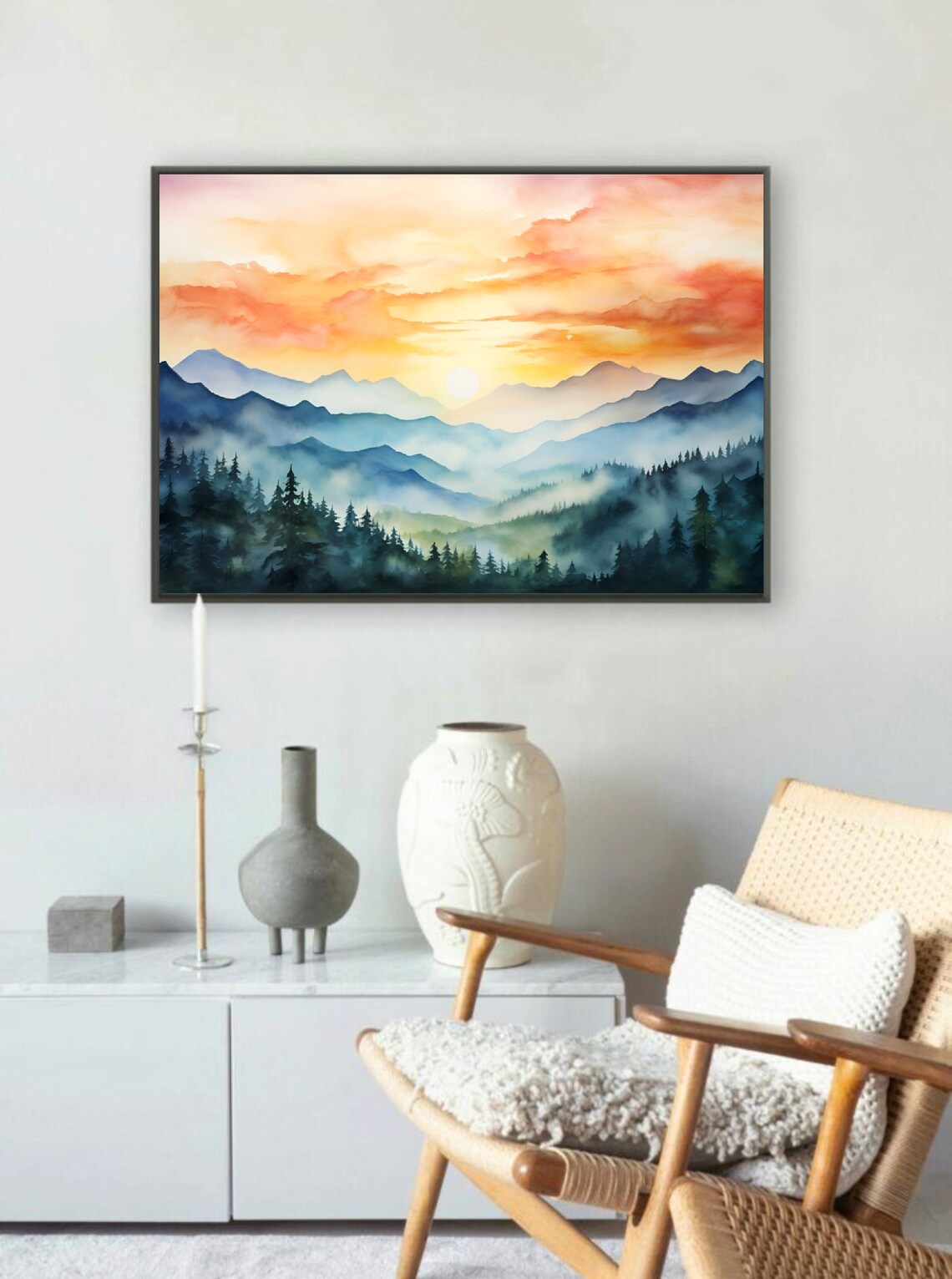 Mount Le Conte Sunrise Watercolor Art Print - Image 3