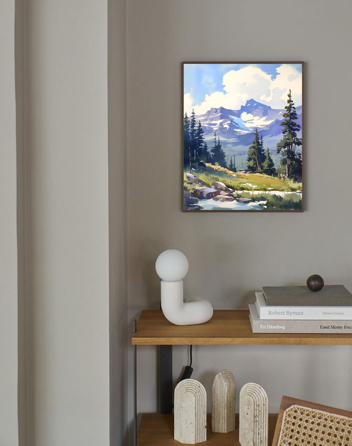 Mount Rainier Painting Cascade Range Watercolor Landscape Misty Forest Art Print Washington Mountain Artwork Pine Trees Wall Art - Image 2