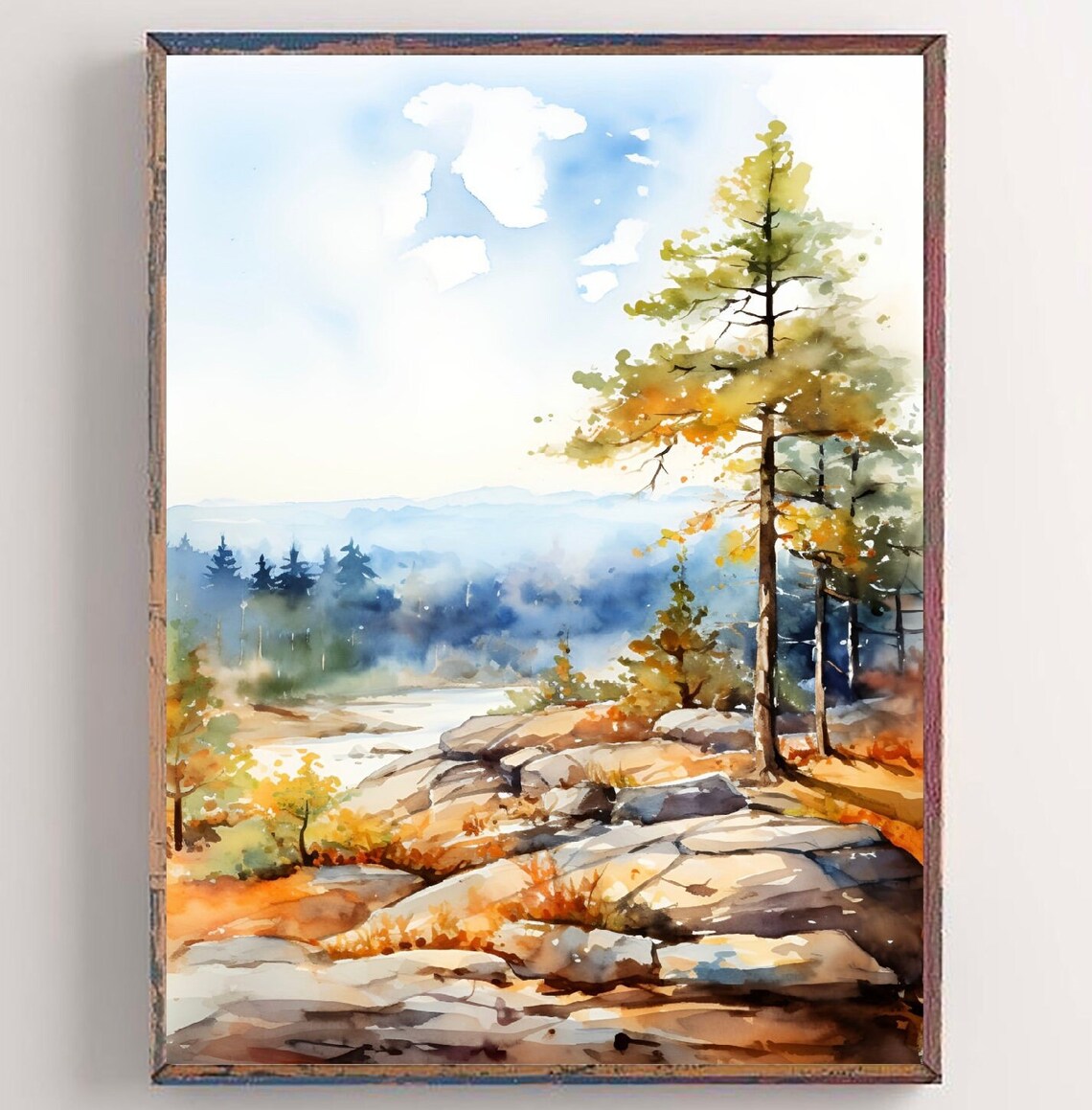 Cheaha State Park Alabama Landscape Art Print, Minimalist