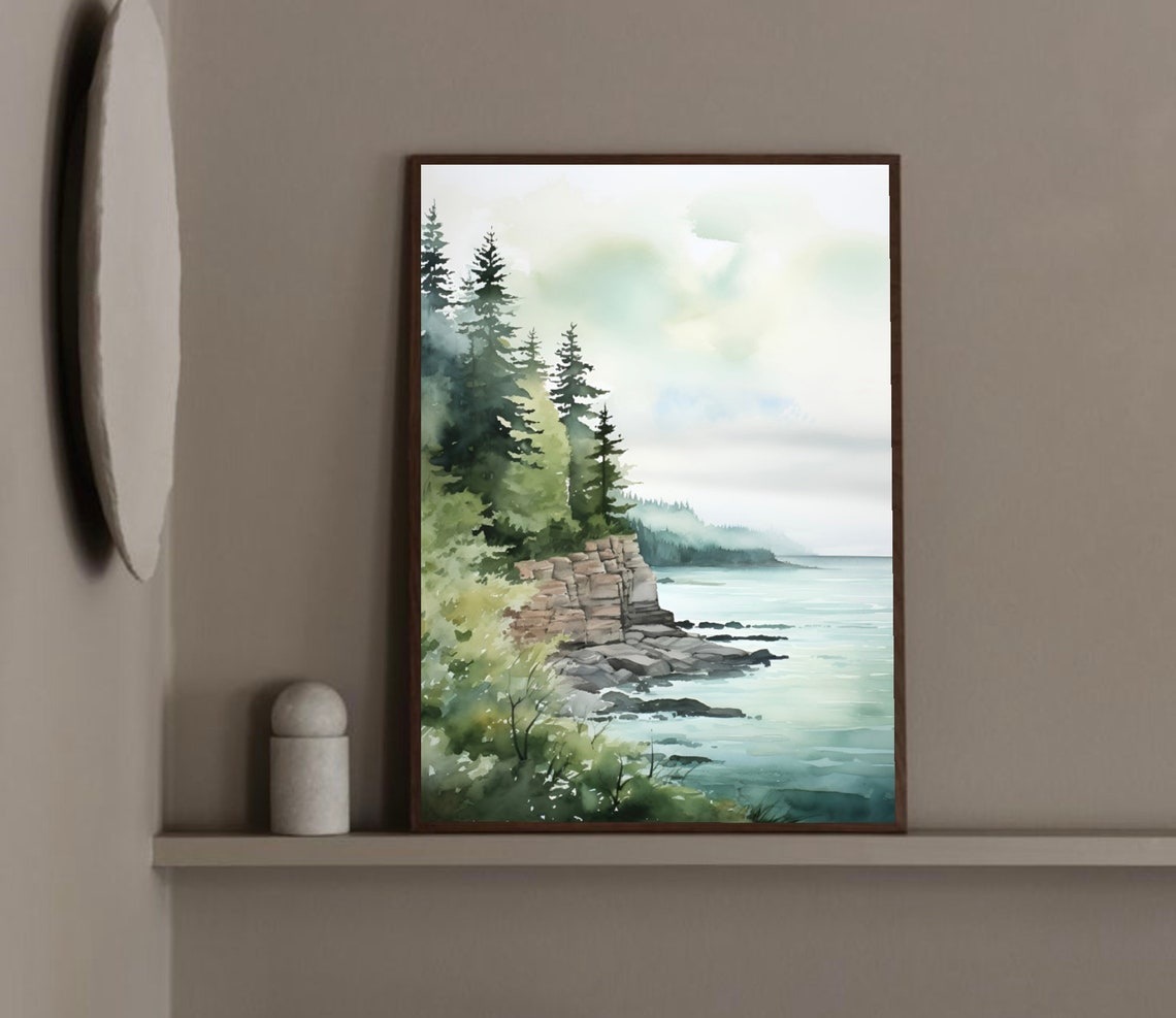 Superior Lake Watercolor Painting Wisconsin Landscape Wall Art Shoreline Poster Great Lakes Art Print Nature Travel Art - Image 3