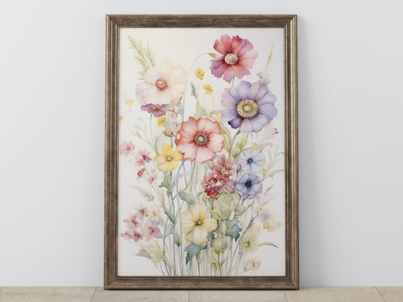 Botanical Watercolor Art Print Floral Wall Decor Flowers Painting Home Decoration Nature Inspired Artwork