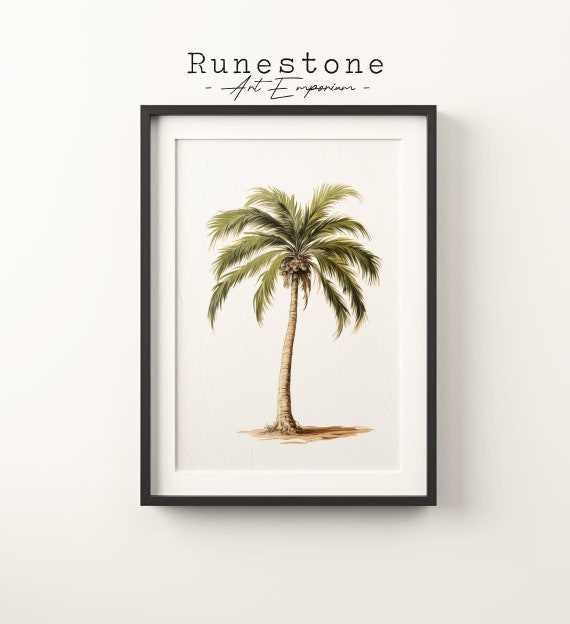 Antique Palm Tree Boho Sketch Print Tropical Wall Art Bohemian Beach Hand Drawn