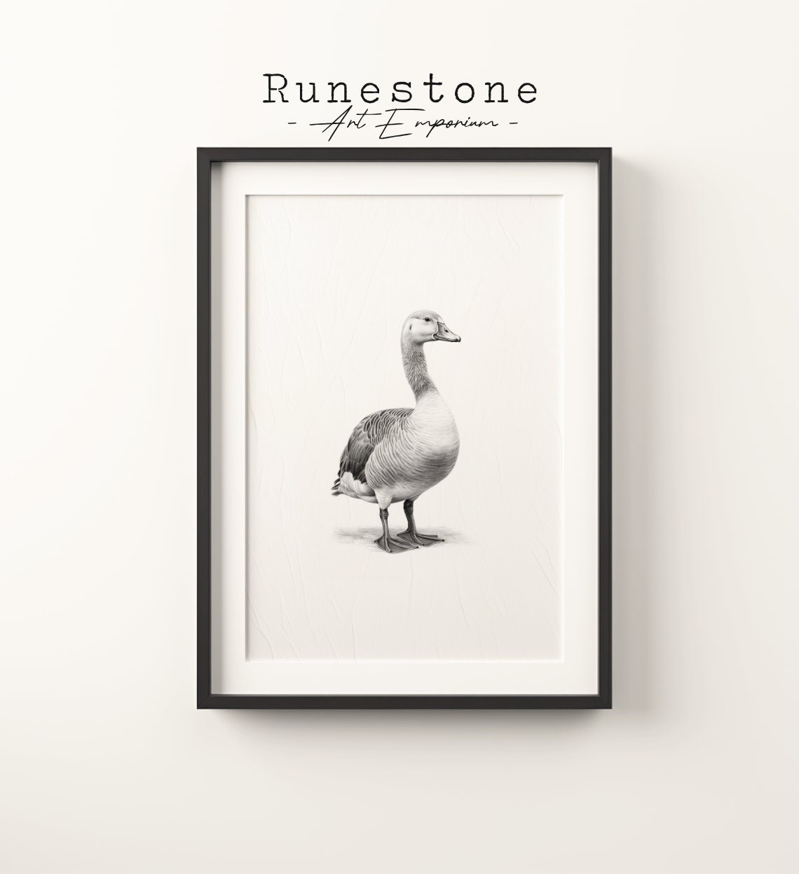 Vintage Goose Pencil Sketch Minimalist Farm Bird Portrait Art Poster