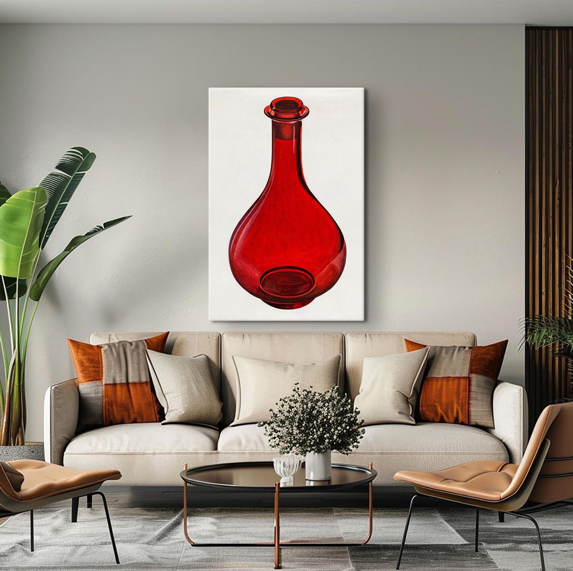 Glossy Red Glass Decanter Minimalist Still Life Kitchen Poster - Image 2