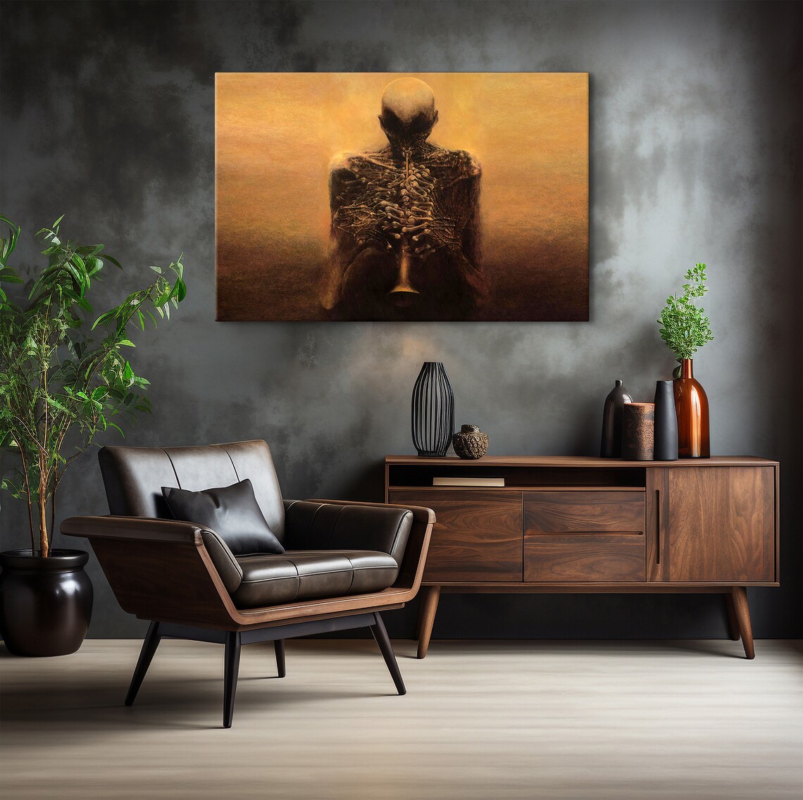 Zdzislaw Beksinski Skeleton Trumpet Player Surreal Art Poster - Image 7