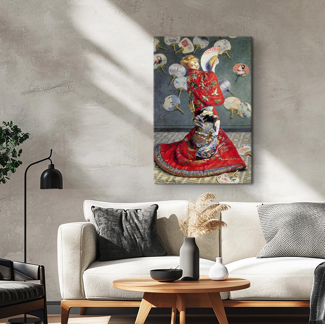 Camille Monet In Japanese Costume Print La Japonaise Poster Kimono With Fans Decor Claude Monet Wall Decor Claude Monet Artwork - Image 4