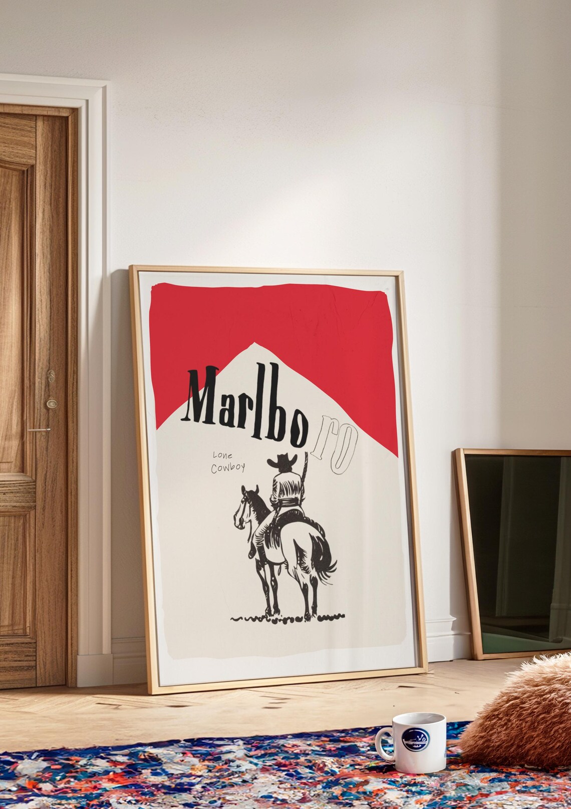 Marlboro Lone Cowboy Western Retro Rodeo Style Vintage Art Print - Image 2