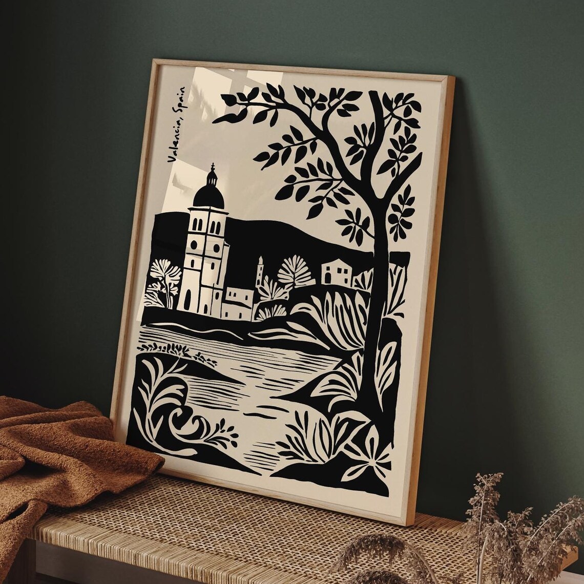 Valencia Spain Matisse Inspired Black and Cream Travel Poster
