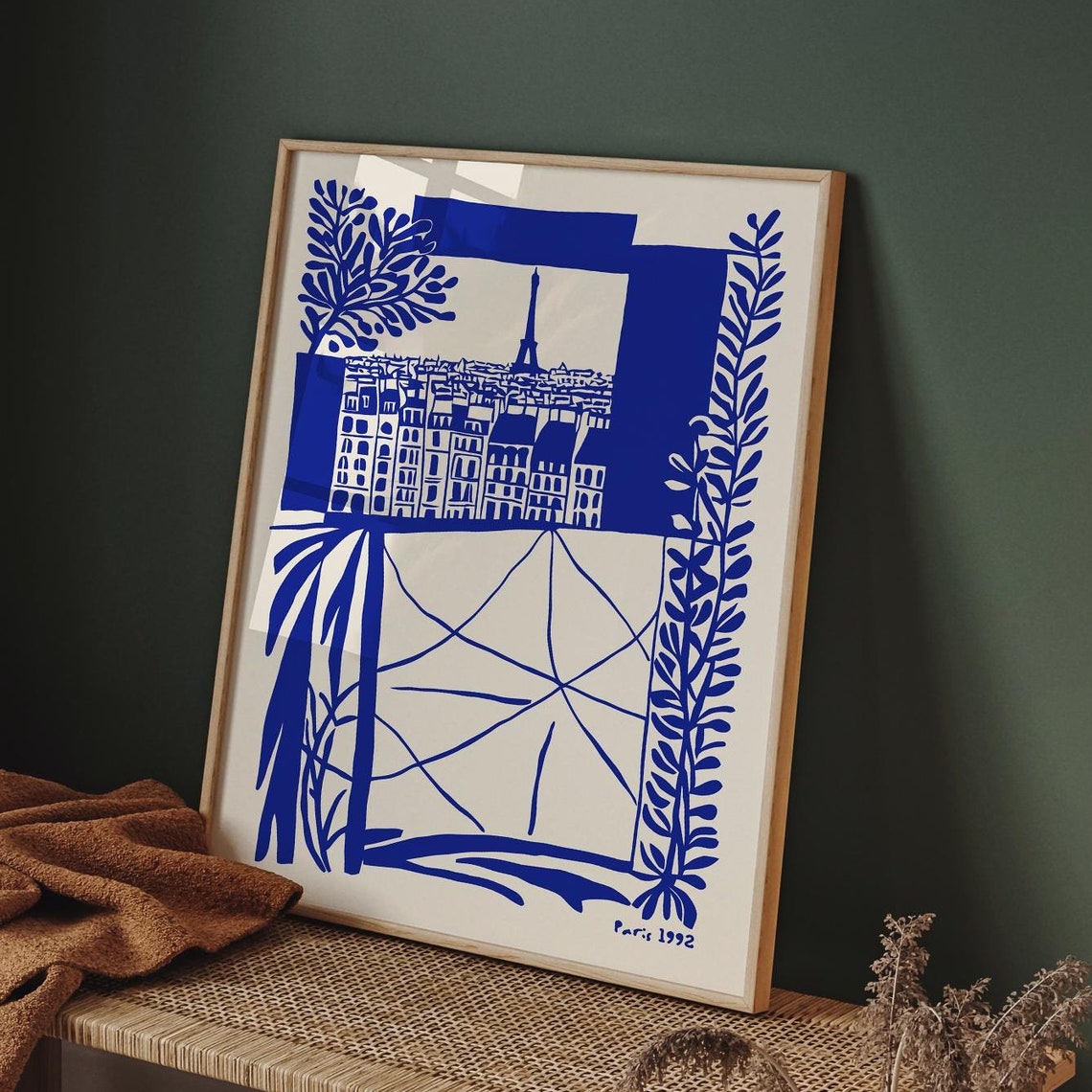 Paris 1992 Blue Eiffel Tower Cityscape Through Window Poster - Image 6