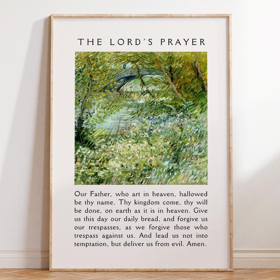 The Lords Prayer Christian Wall Art Bible Verse Quote Sage Green Wall Art Minimalist Floral Faith Poster Apartment Decor Housewarming Gift