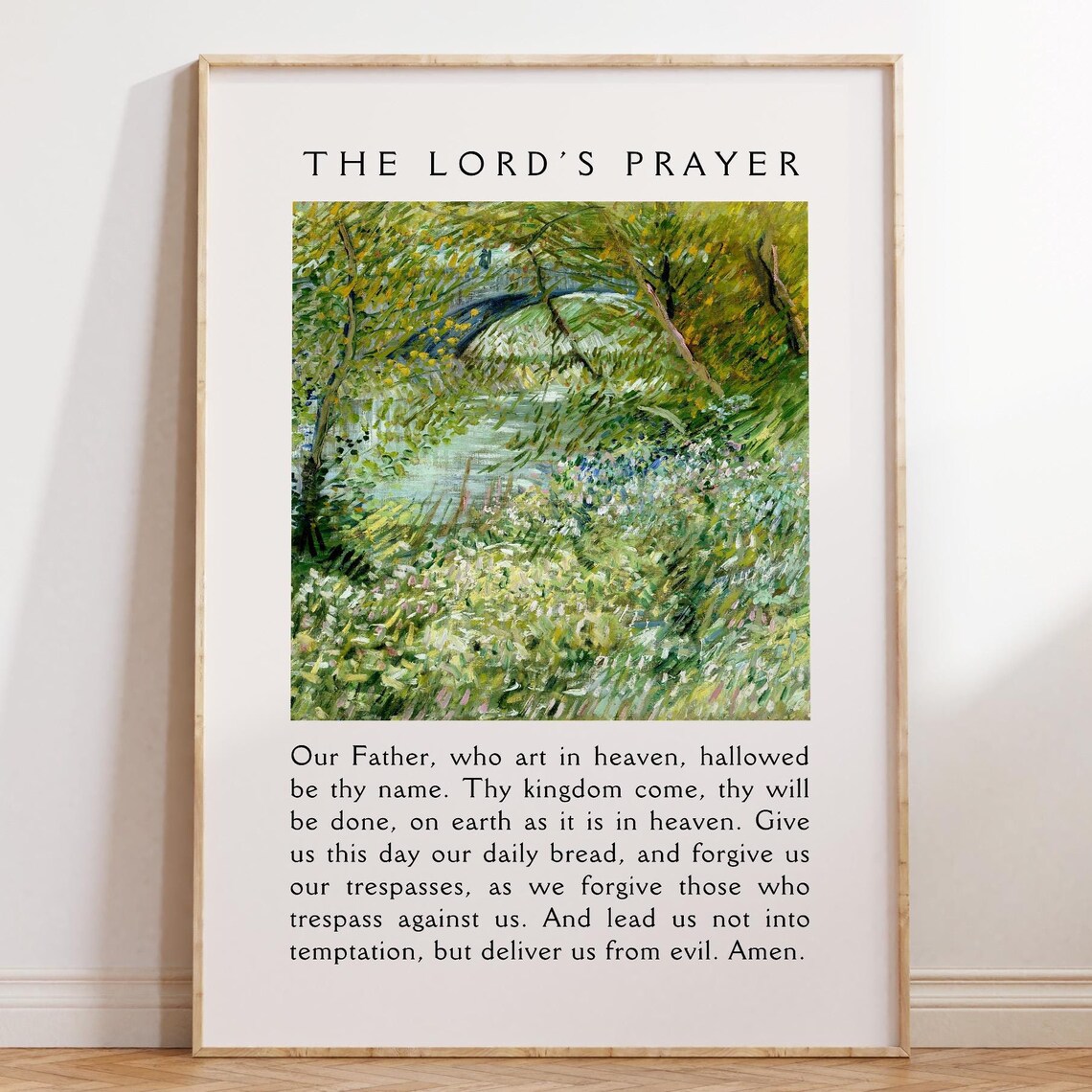 The Lords Prayer Green Impressionist River Landscape Christian Prayer Poster