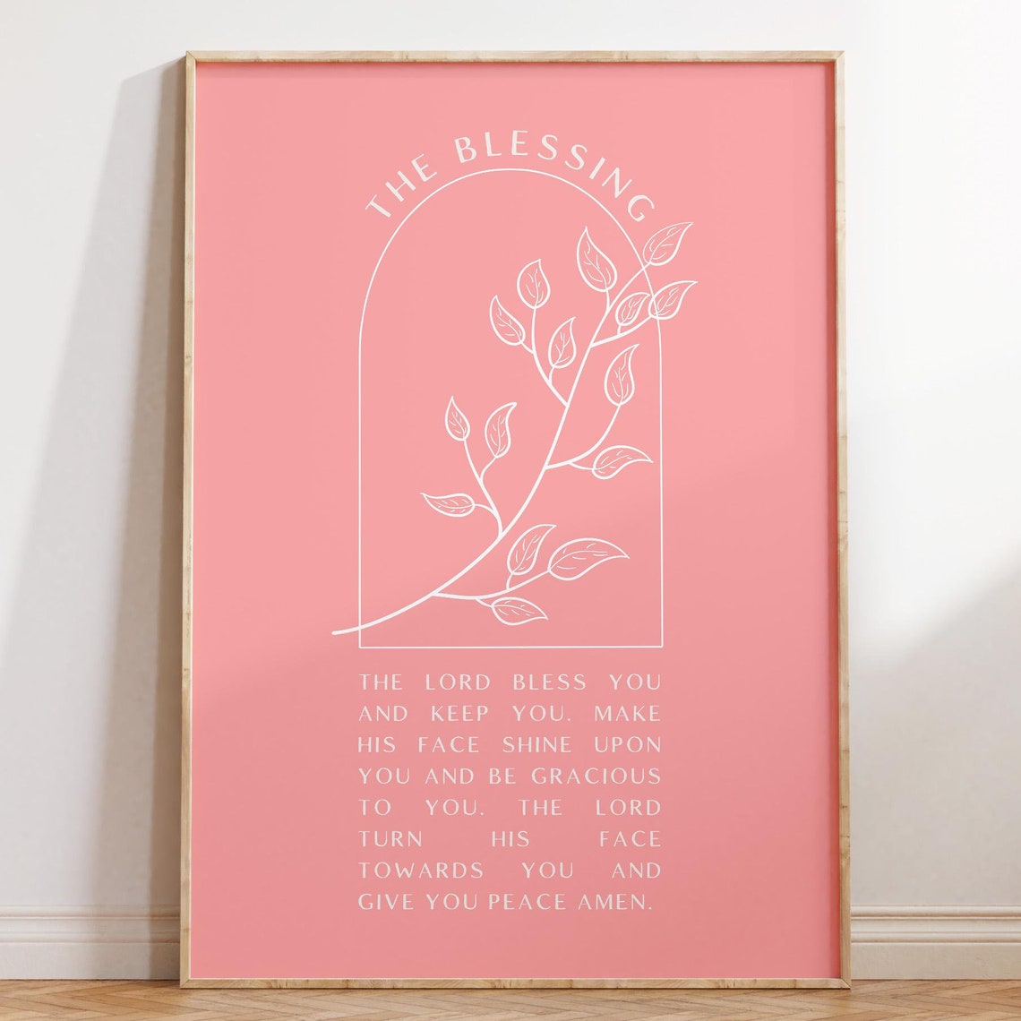 The Blessing Prayer Leaf Branch Coral Arch Scripture Art Poster
