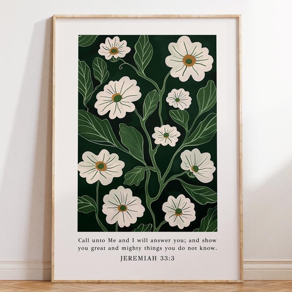 Jeremiah 333 Christian Wall Art Flower Market Print Bible Verse Wall Art Trendy Apartment Decor Wall Art Housewarming Gift