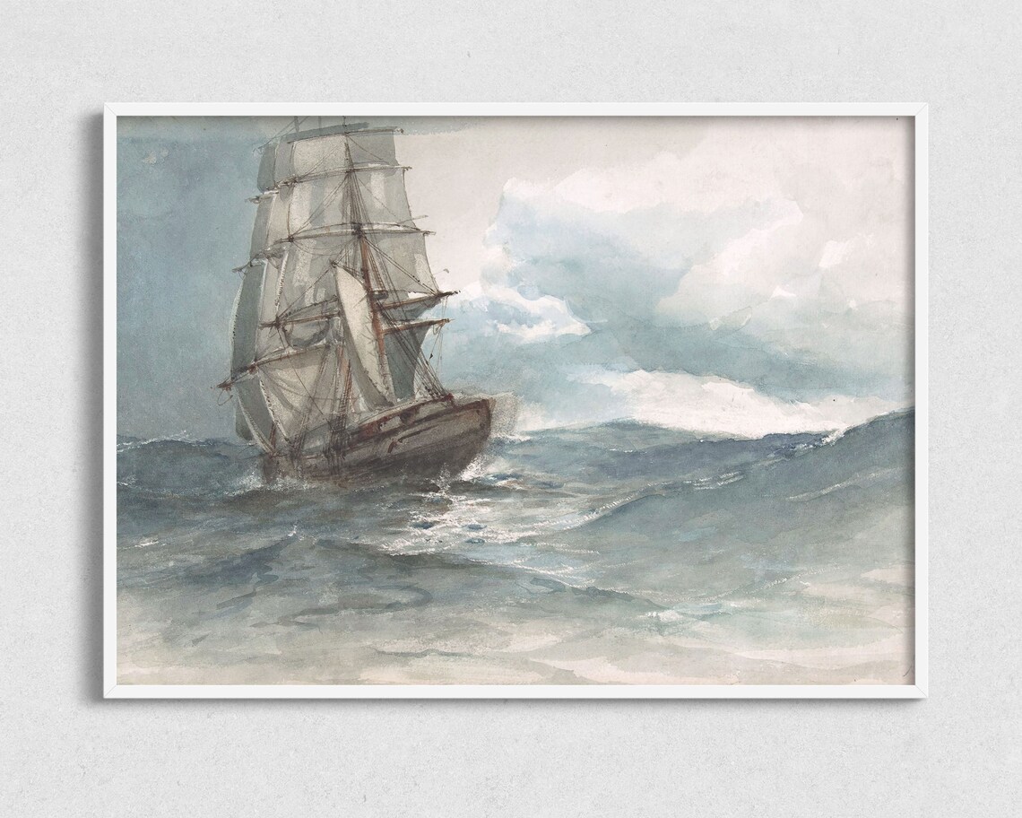 Nautical Painting, Vintage Sailing Art Print