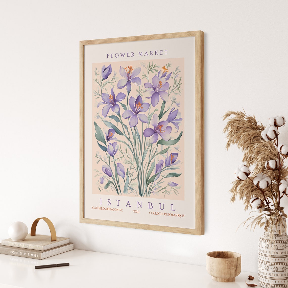 Flower Market Istanbul Saffron Blossom Purple Botanical Poster - Image 3