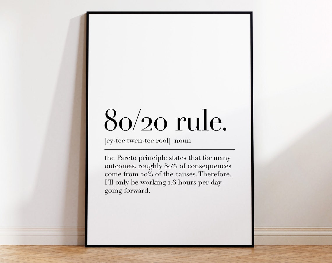 80/20 Rule Funny Pareto Principle Definition Office Quote Poster - Image 4