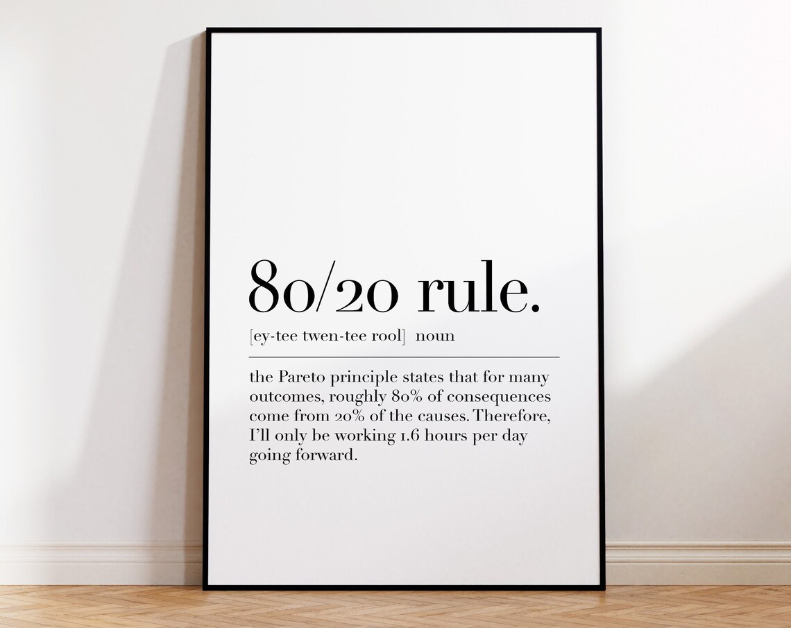 8020 Rule Poster 8020 Rule Definition Print Quote Poster Home Office Decor Office Wall Art Dictionary Poster Art - Image 4
