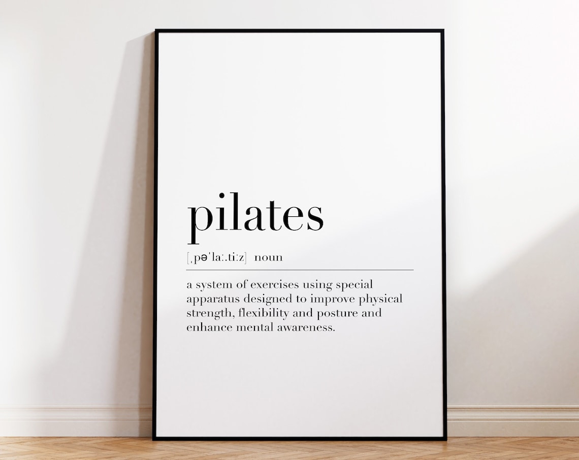 Pilates Definition Minimalist Dictionary Fitness Wall Art Poster
