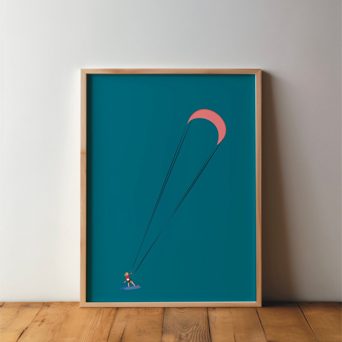 Kite Surfer Poster, Modern Surf Sport Art Print