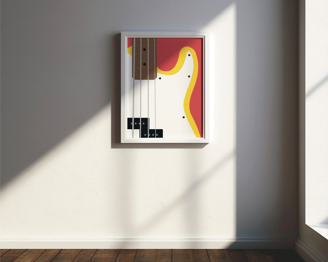 Electric Bass Guitar Minimal Modern Art Print - Image 2