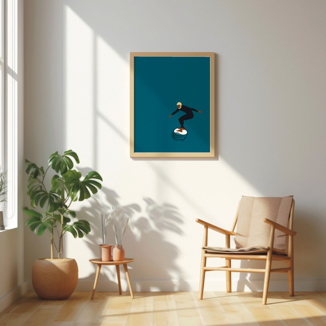Wave Rider Surfer Poster, Minimal Modern Art Print - Image 2