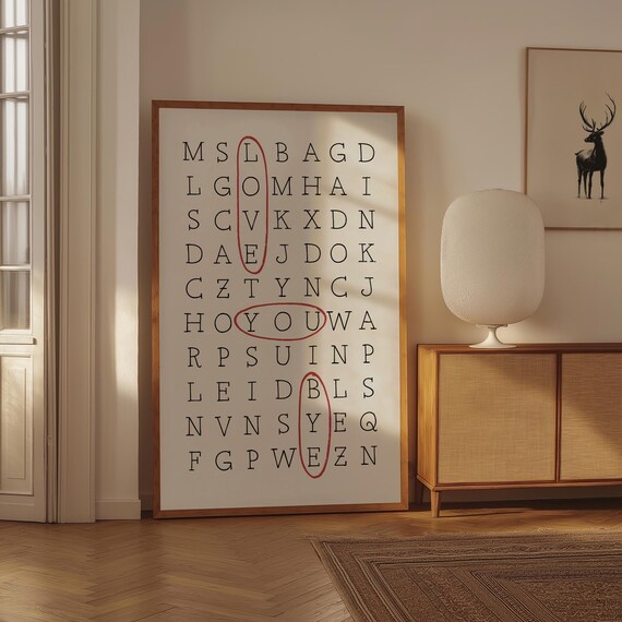 Love You Bye Crossword Entryway Quote Art Print