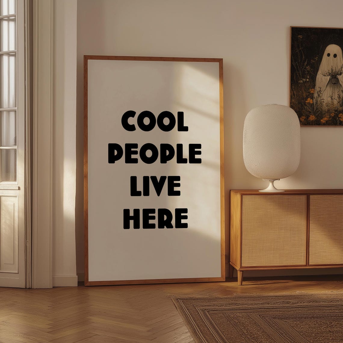 Cool People Live Here Bold Black Typography Entryway Wall Poster
