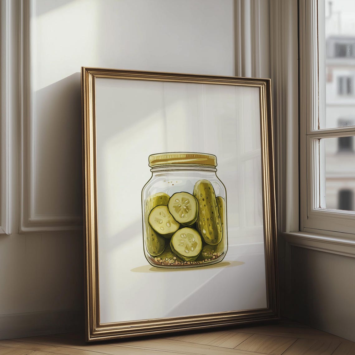 Funny Dill Pickle Jar Watercolor Illustration Kitchen Wall Print - Image 2
