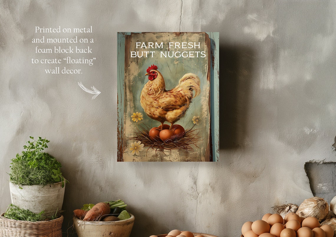 Farm Fresh Butt Nuggets Hen Laying Eggs Funny Farm Chicken Poster