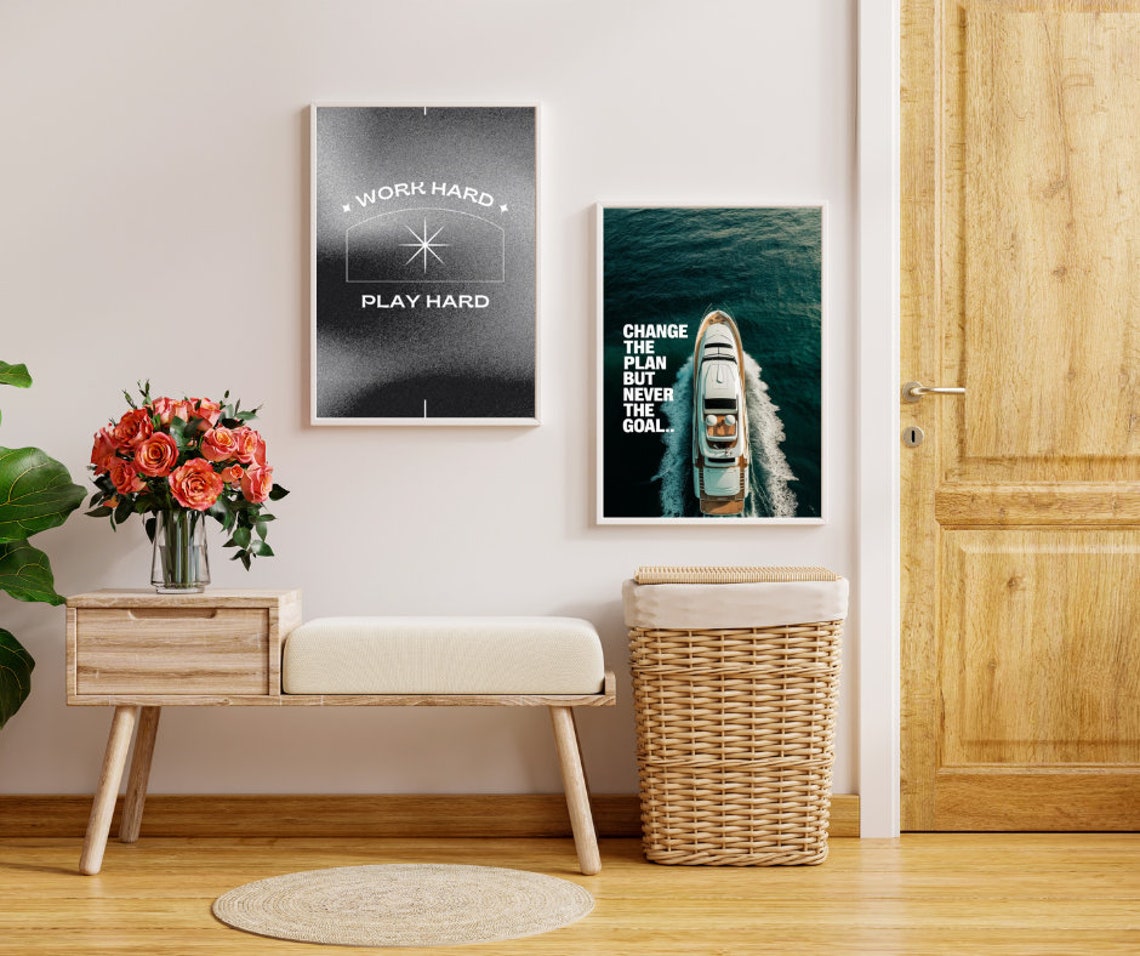 Change the Plan But Never the Goal Yacht Aerial Motivational Poster - Image 2