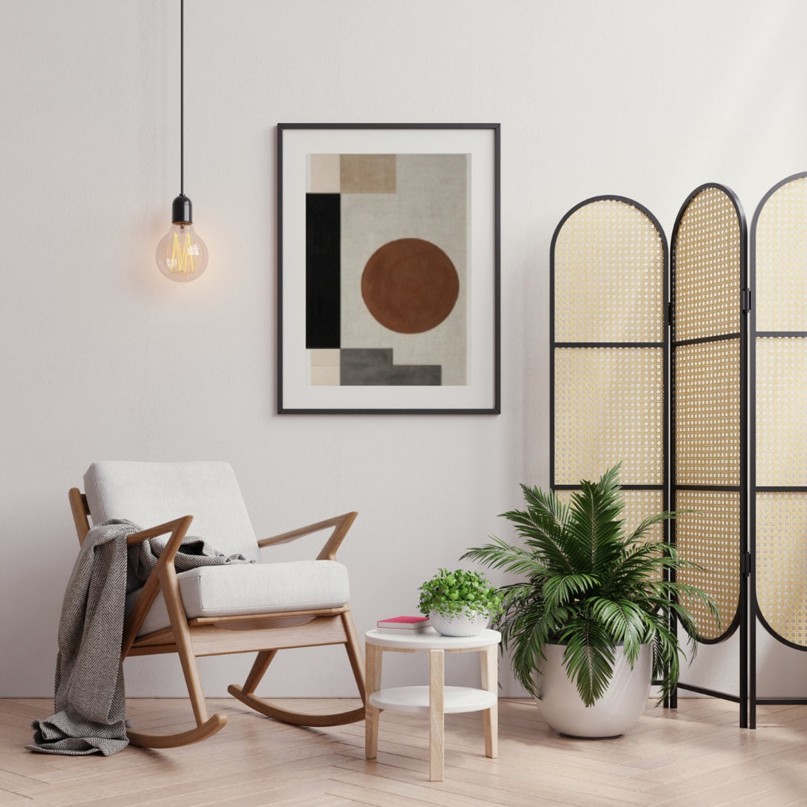 Geometric Abstract Terracotta Circle Minimalist Mid Century Art Poster - Image 2