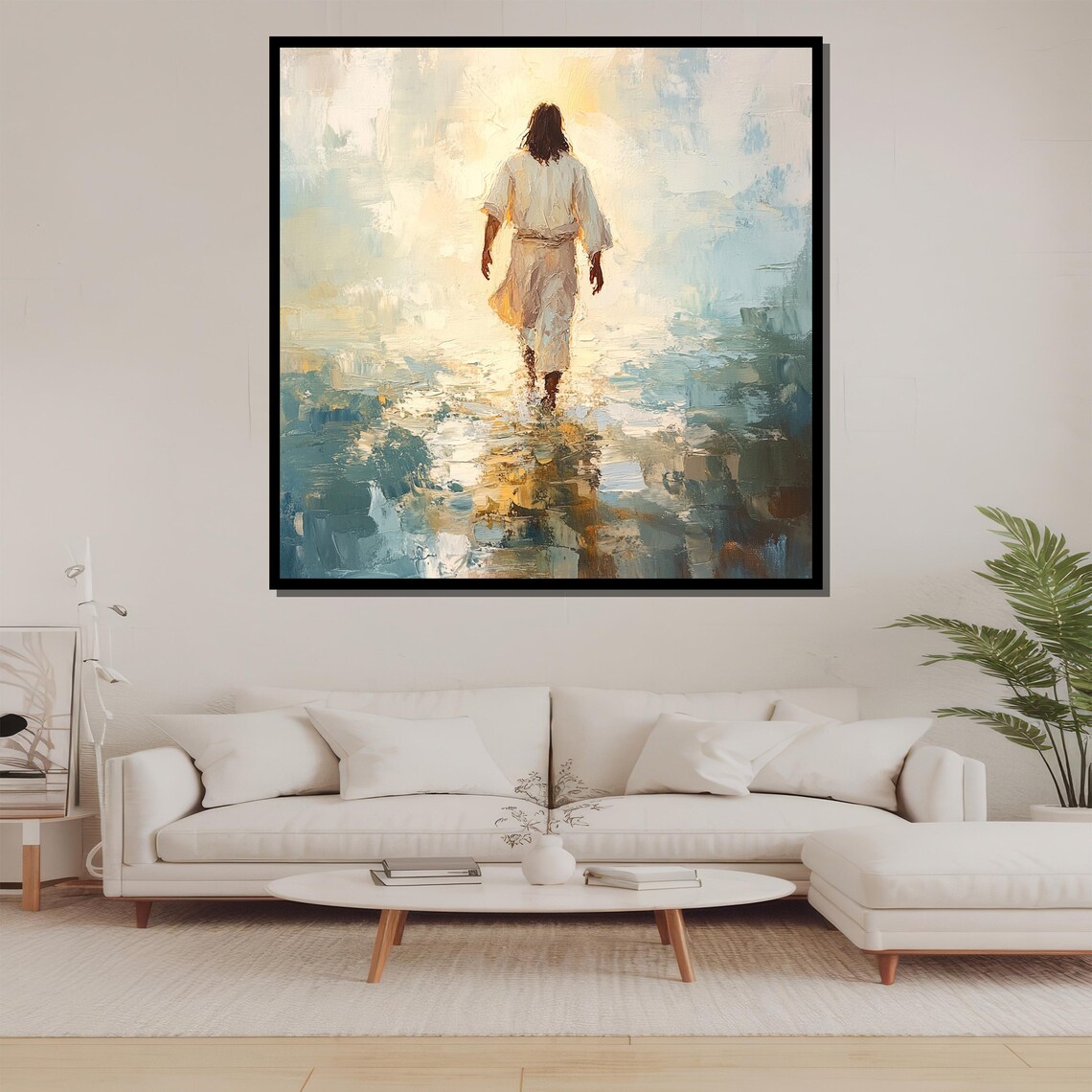 Jesus Walking On Water, Abstract Christian Faith Art - Image 2