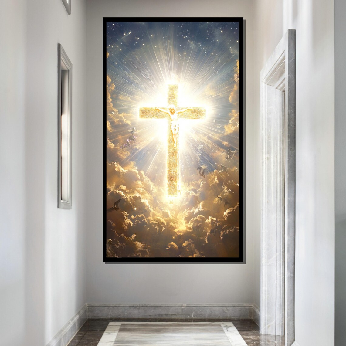 Heavenly Golden Cross, Christian Memory Wall Art - Image 2