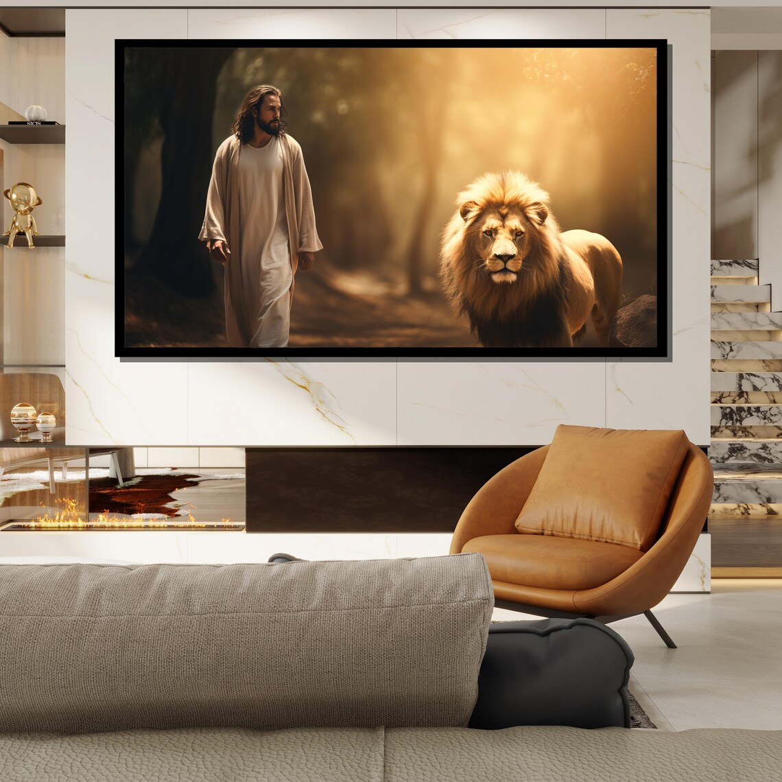 Jesus And Lion, Inspirational Christian Wall Art - Image 2