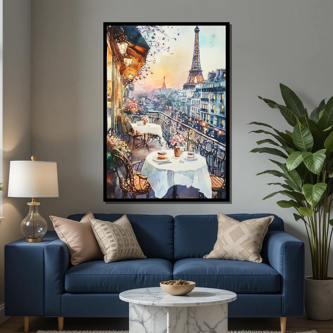 Paris Balcony View Painting, Romantic Cityscape - Image 2